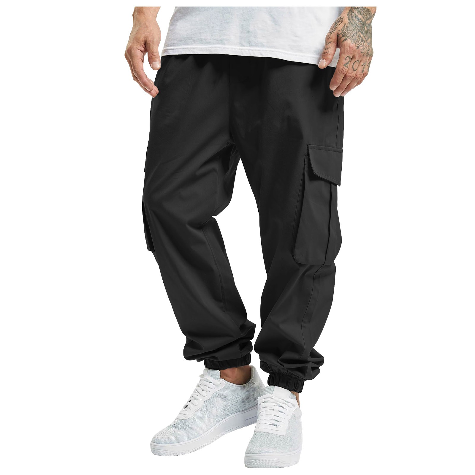 Pantalones cargo de color liso para hombre, aptos para todas las estaciones, con bolsillos. Mono deportivo informal de poliéster.